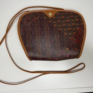 Escada Vintage carpet, mosaic, print tan crossbody bag. Wonderful condition!
